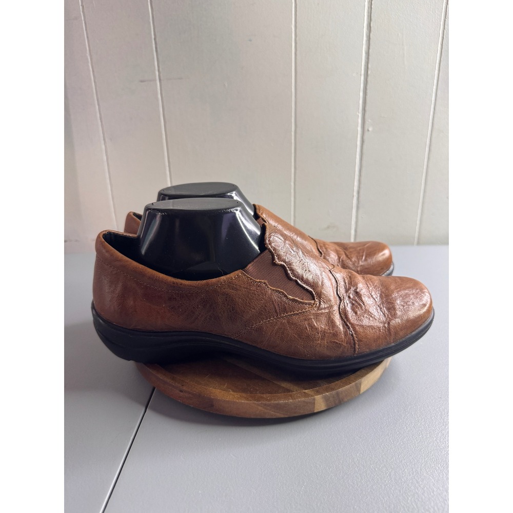 Romika Slip-on Shoes Women 41 Brown Leather Comfort Elastic Goring Wedge